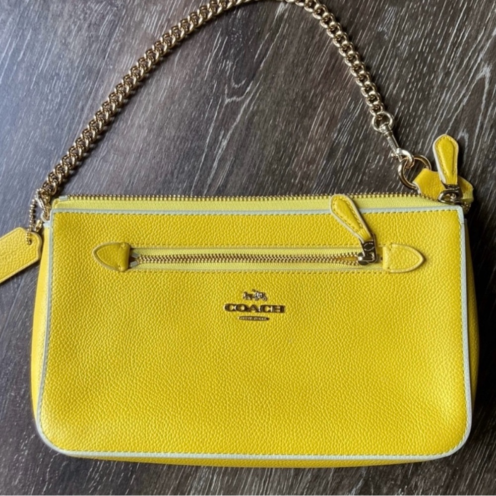 Coach Yellow Leather Chain Strap Bag